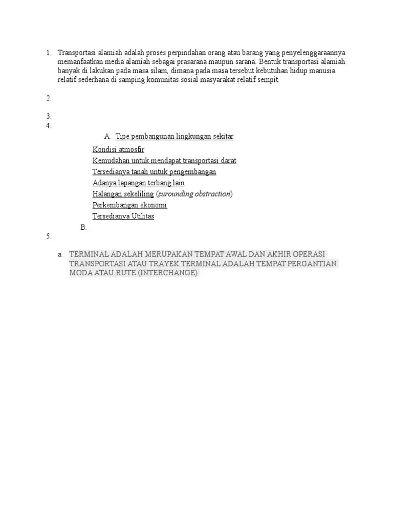 Transportasi Alamiah Adalah Proses Perpindahan Orang Atau Barang Yang  Penyelenggaraannya Memanfaatkan Media Alamiah Sebagai Prasarana Maupun  Sarana | PDF