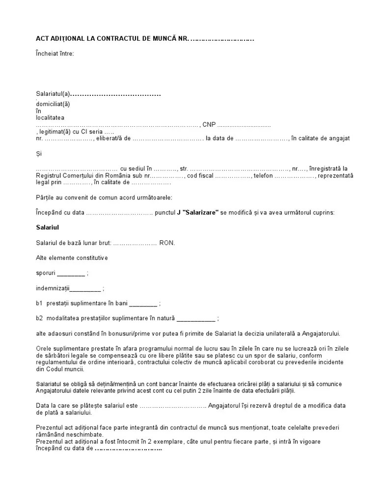 Model decizie colectivă / act adițional la contractul de muncă pentru majorarea salariului brut începând cu 1 ianuarie 2018. ScoÅ£ian Plisat Descrierea ActivitÄƒÈ›ii Model Decizie Act Aditional Salariu Cadru Didactic Cu 01 01 2018 Thesocialestrategist Com