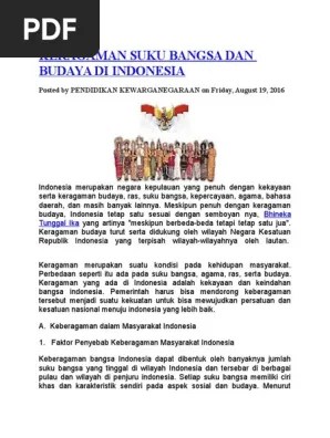 Keragaman Suku Bangsa Dan Budaya Di Indonesia | PDF