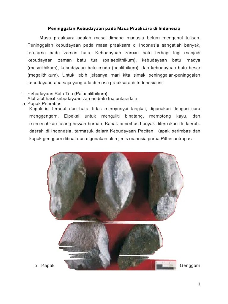 Peninggalan Kebudayaan Pada Masa Praaksara Di Indonesia | PDF