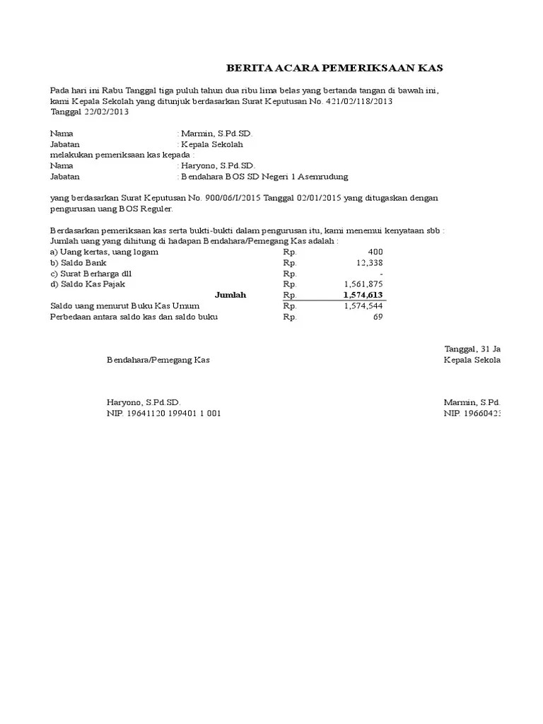 1 kolom penerimaan memuat penerimaan dari penyalur dana bos atau sumber dana lain penerimaan dari pemungutan pajak dan . Contoh Format Bos K7c