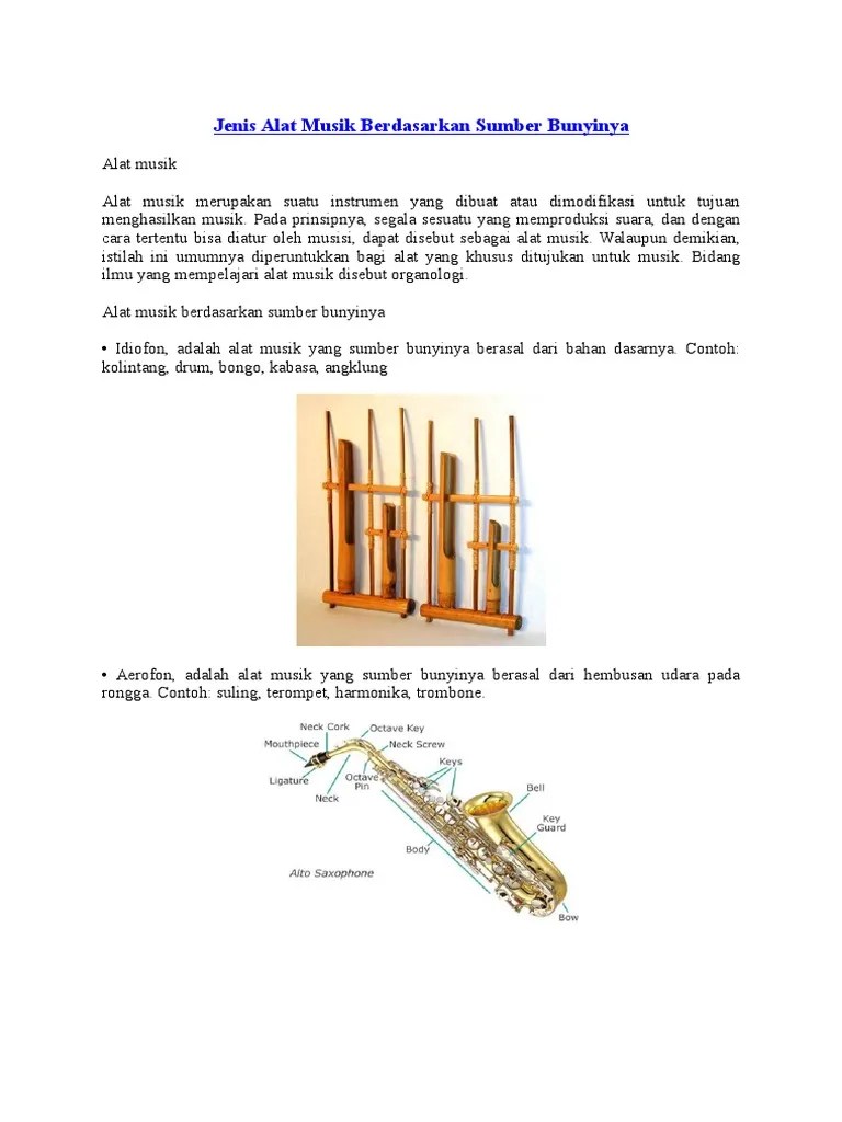 Jenis Alat Musik Berdasarkan Sumber Bunyi | PDF