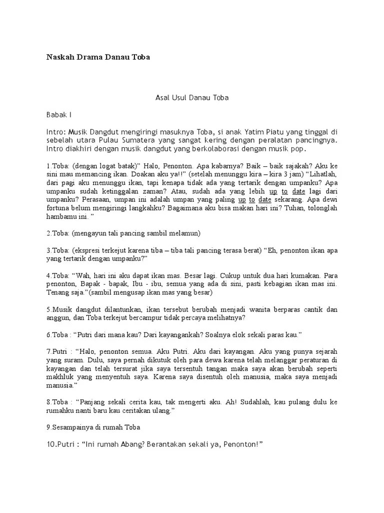 Naskah Drama Asal Mula Danau Toba - DANAU INDAH