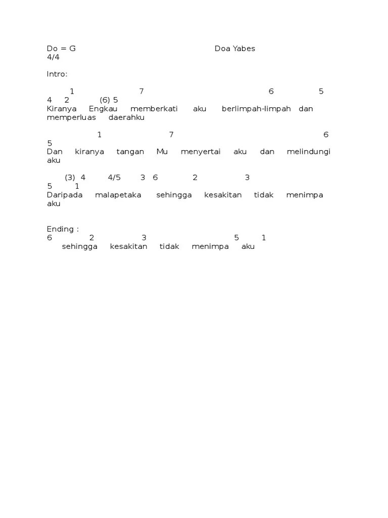 G c a dan memperluas daerahku. Doa Yabes Music Sheet Free Sheet Music Sources