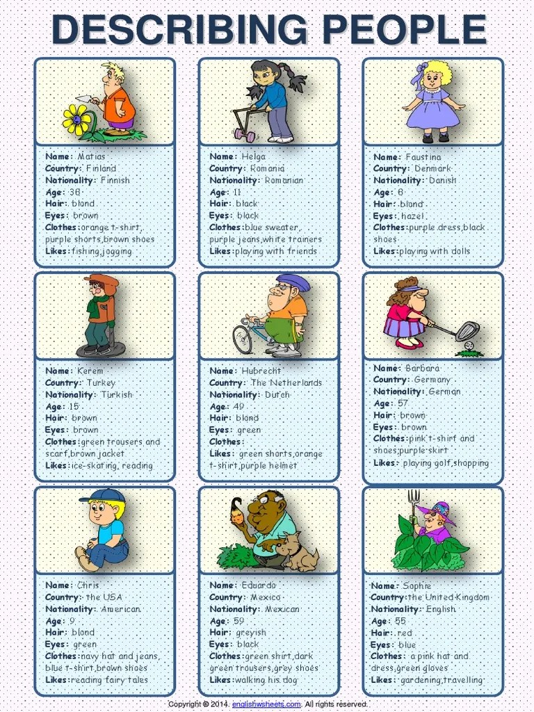 describing people esl speaking cards worksheetpdf fashion fashion