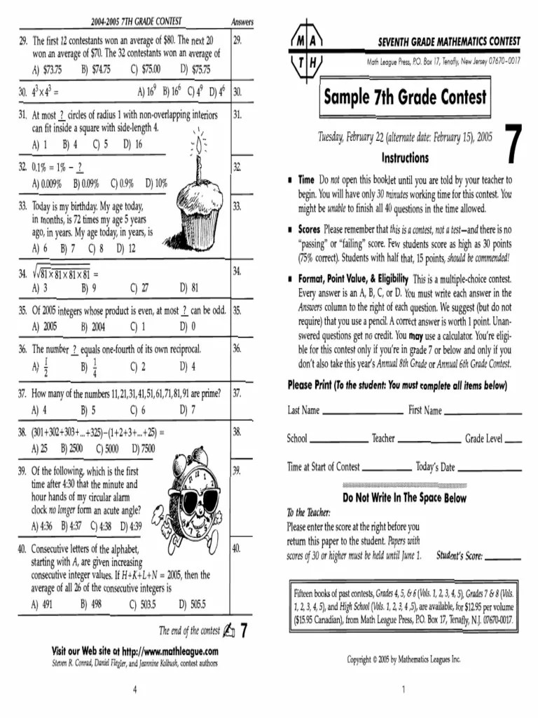 After that, it is h. Math League Sample2 Pdf