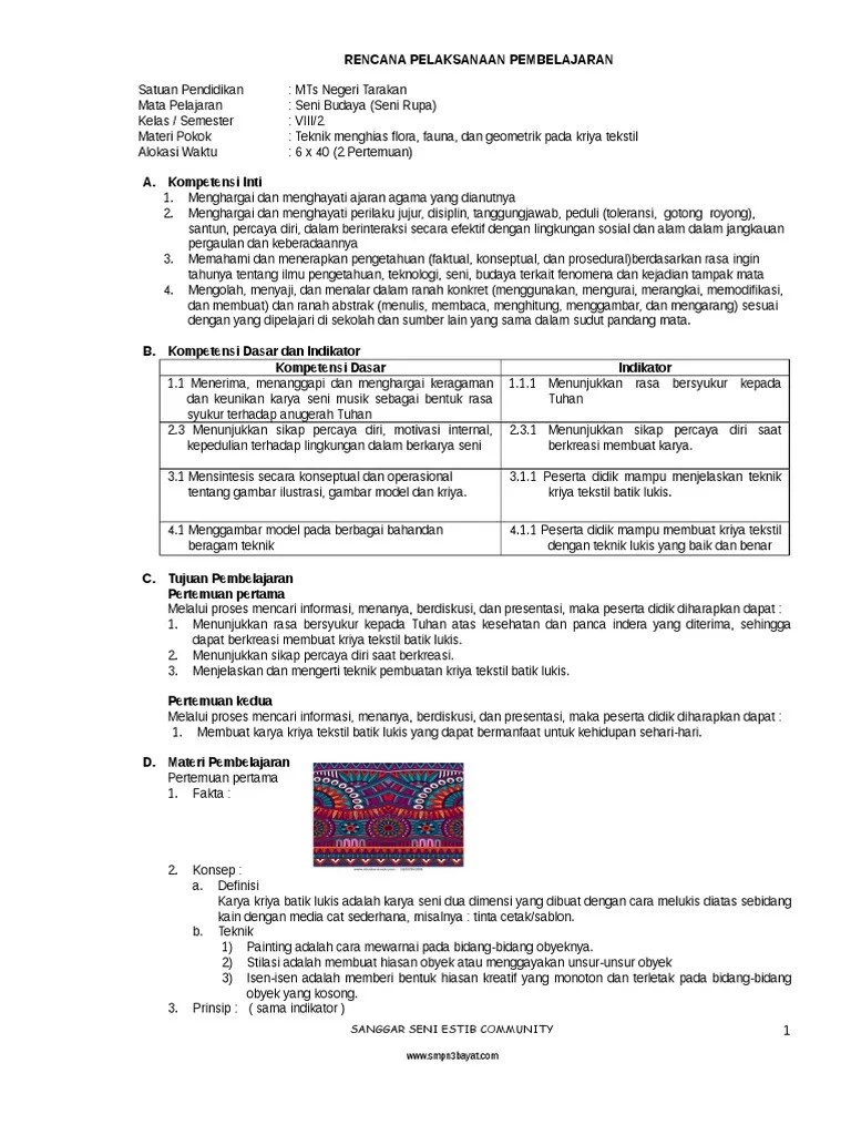 Uji kompetensi wulangan 6 bahasa jawa kelas 7 halaman 104 guru. Rpp Seni Budaya Smp Kelas 8 Semester 2 K13 Pdf