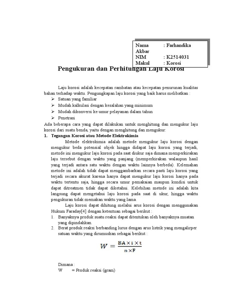 Farhandika Akbar - K2514031 - Perhitungan Dan Pengukuran Laju Korosi | PDF