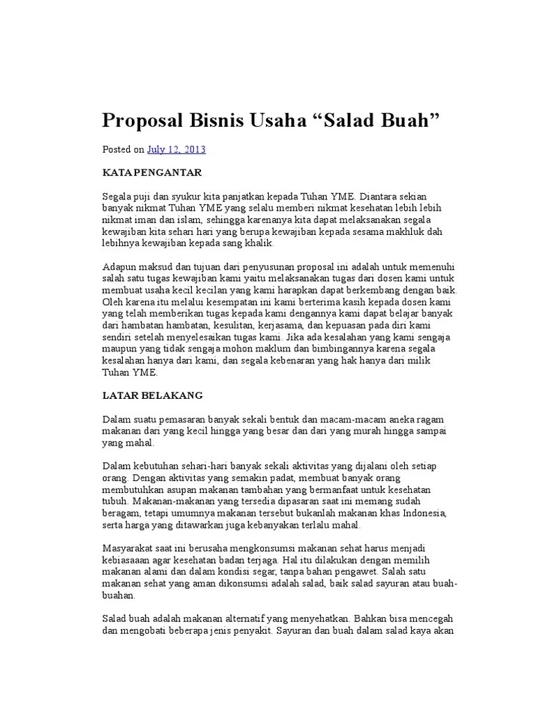 355014666 proposal usaha salad buah. Contoh Proposal Lengkap Bisnis Salad Buah Masnurul