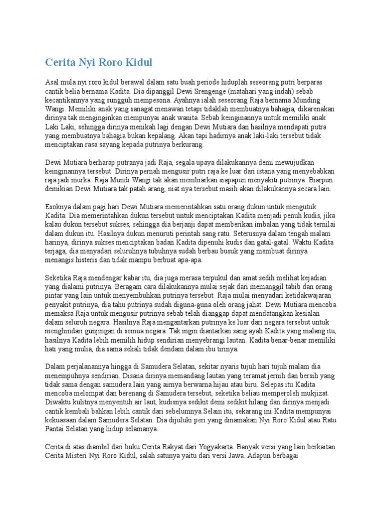 Kisah asal usul nyi roro kidul masih sebuah misteri. Cerita Nyi Roro Kidul Pdf