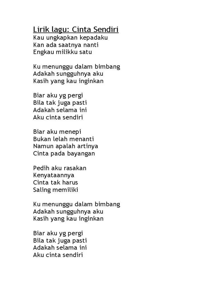 Lirik Lagu Cinta Sendiri Kahtina | PDF