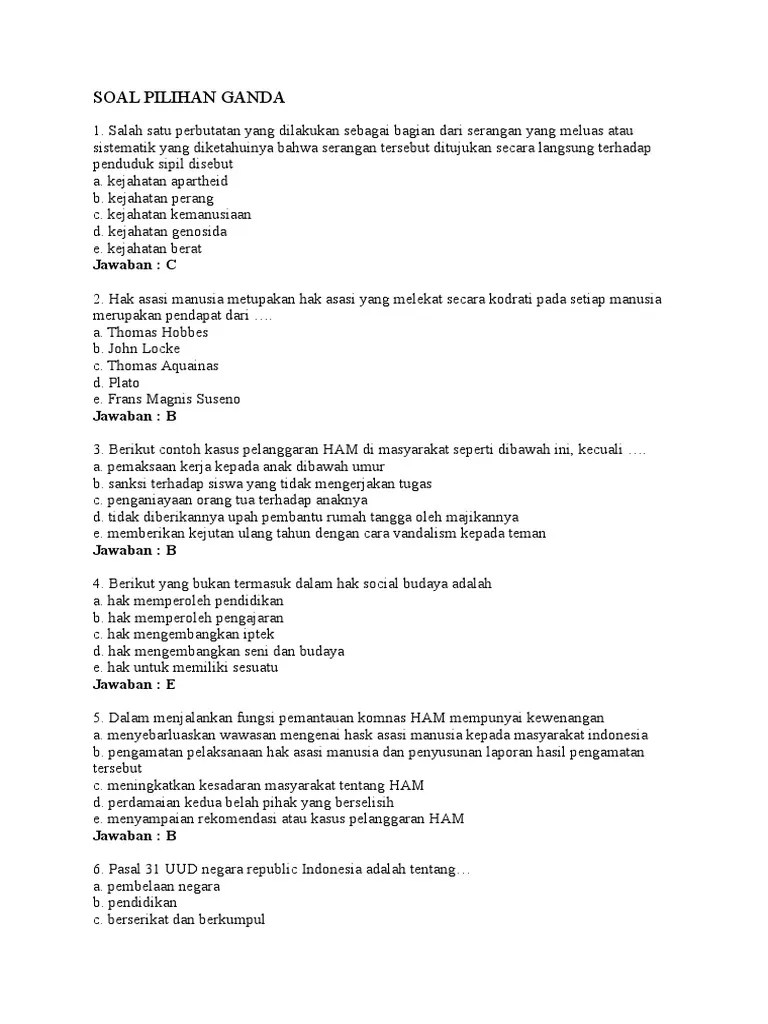 Kartu soal pilihan ganda sekolah: Soal Soal Pkn Kelas 11 Hak Dan Pengingkaran Kewajiban Masnurul