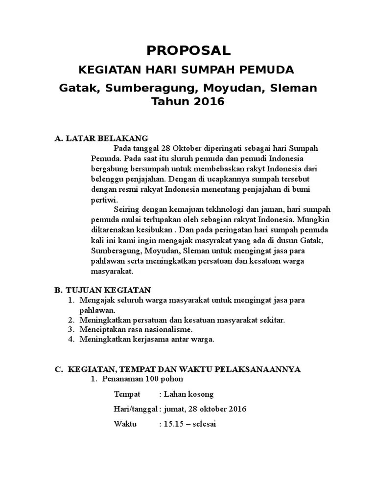 Proposal Kegiatan Hari Sumpah Pemuda Di Dusun Gatak | PDF