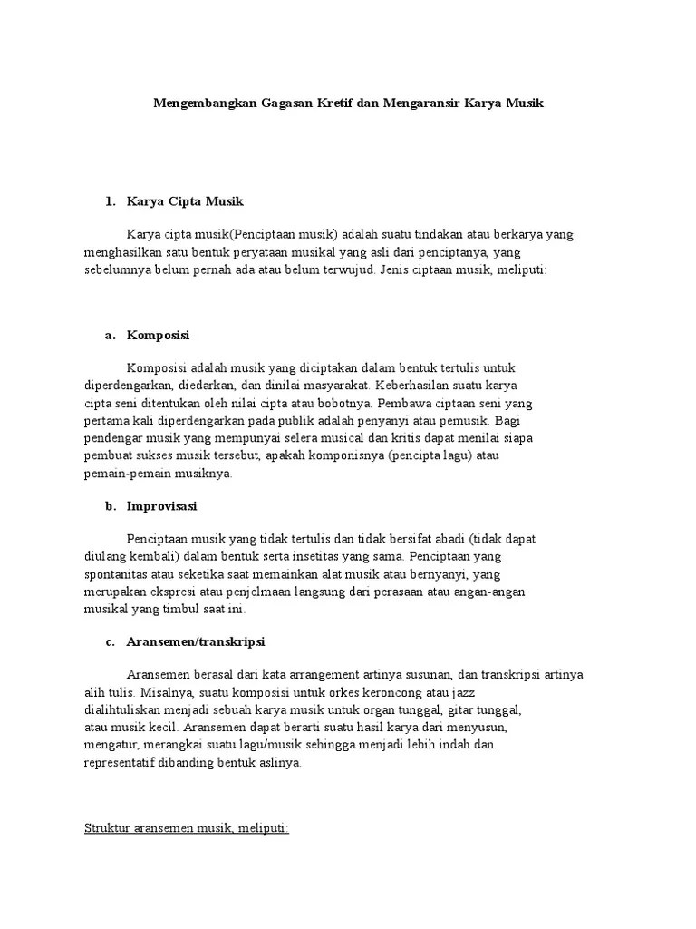 Mengembangkan Gagasan Kretif Dan Mengaransir Karya Musik | PDF