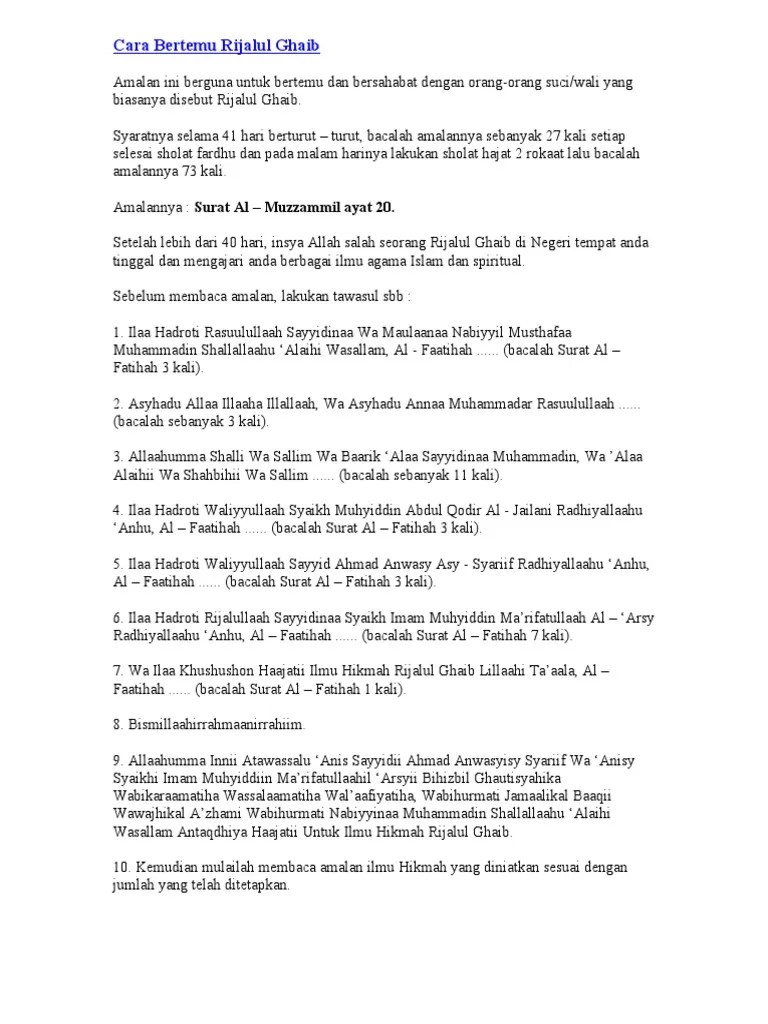 Cara Bertemu Rijalul Ghaib | PDF