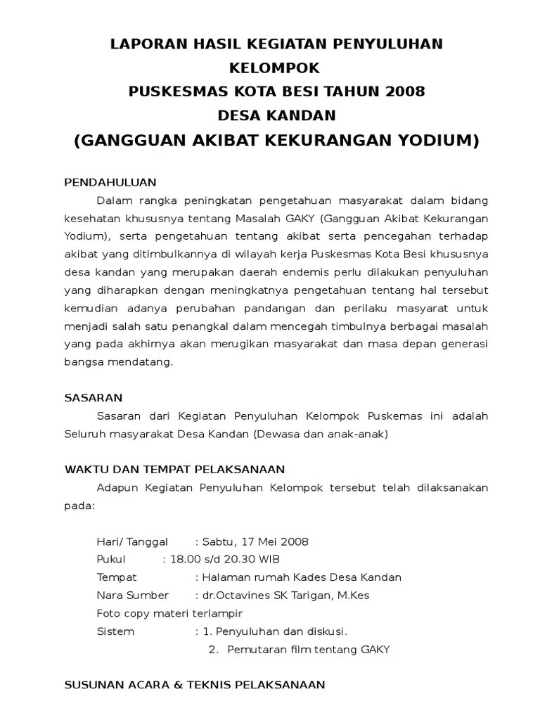 Laporan Hasil Kegiatan Penyuluhan Kelompok | PDF