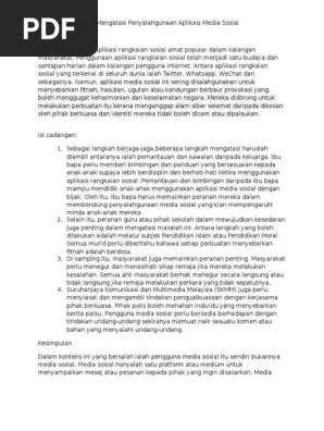Wabak sosial ini telah menular. Karangan Penyalahgunaan Media Sosial Pdf