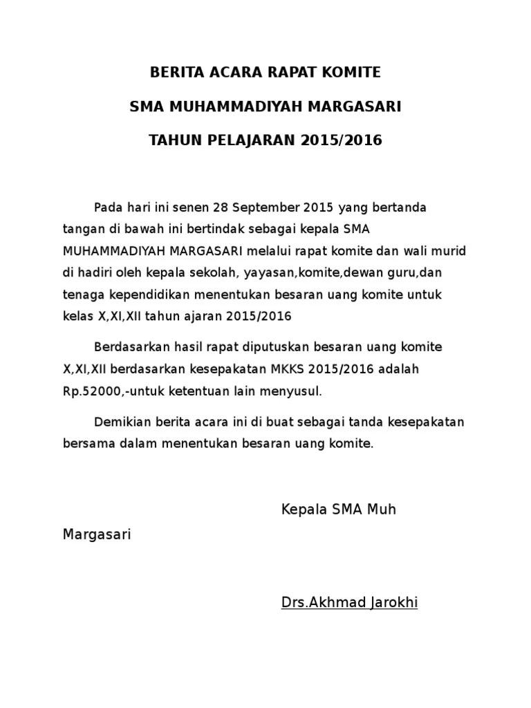 Berita Acara Rapat Komite | PDF