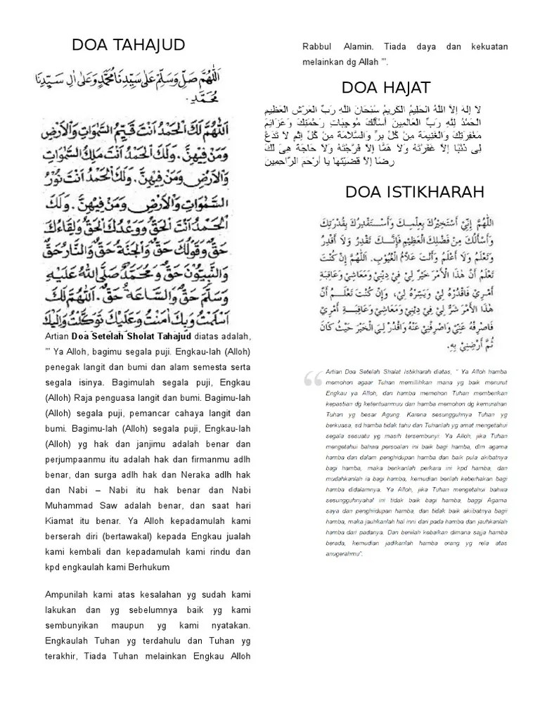 Sholat Tahajud Istikharah Dan Hajat