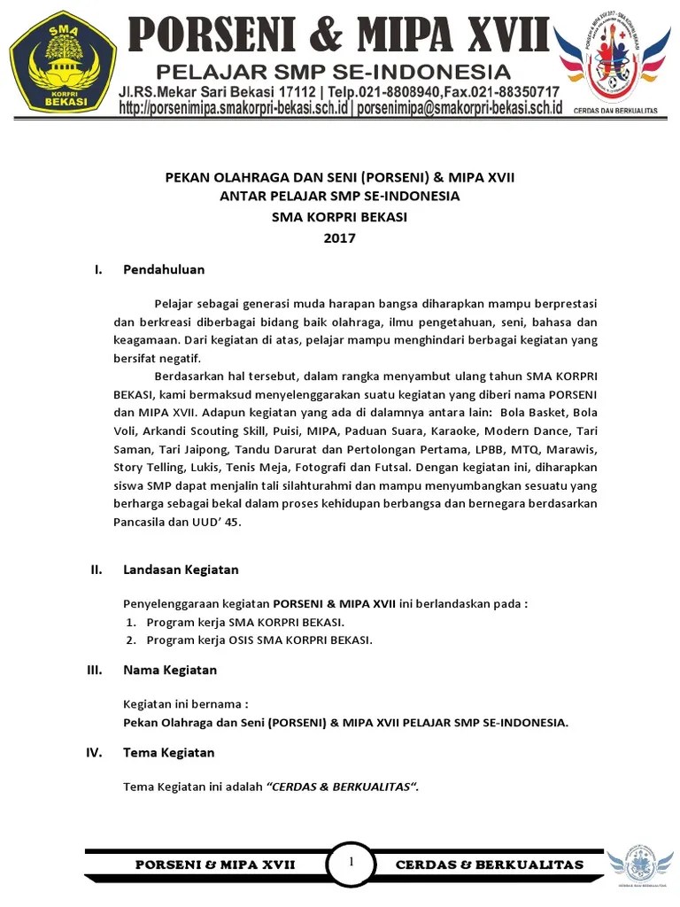 Kegiatan, sistem, perlengkapan atau mekanisme yang. Contoh Laporan Kegiatan Porseni Sekolah