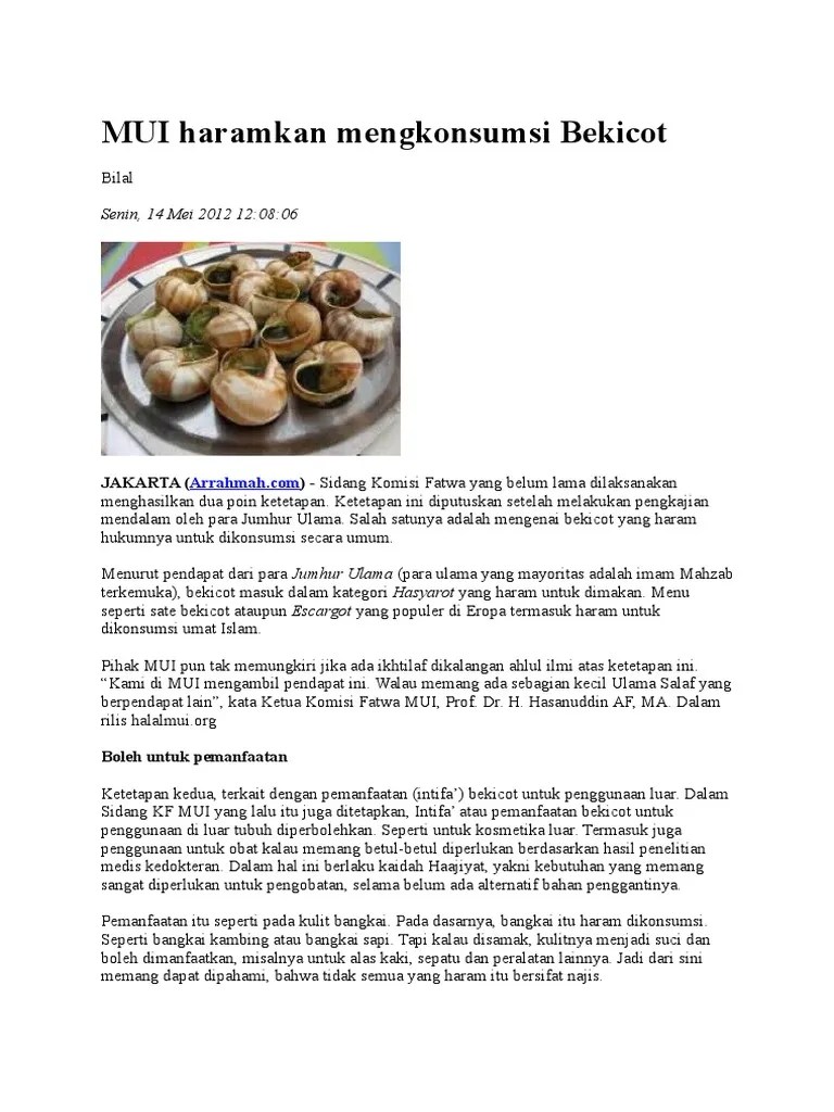 MUI Haramkan Mengkonsumsi Bekicot | PDF