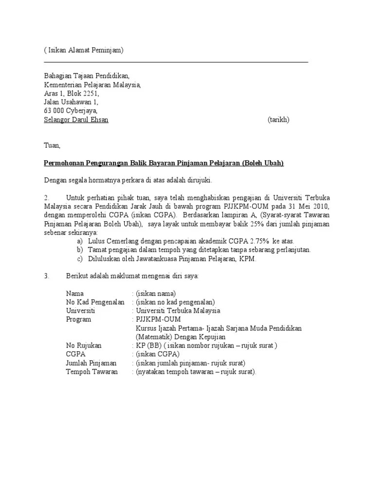 Selain itu terkadang sekolah meminta surat pernyataan tertulis dari orang tua bahwa mereka mengizinkan anaknya untuk melanjutkan ke jenjang pramuka ini biasanya memiliki kegiatan di luar sekolah, yang mengharuskan siswanya harus mengantongi izin dari orang tua siswa bersangkutan. Surat Rasmi Permohonan Bayaran Ansuran - Rasmi W