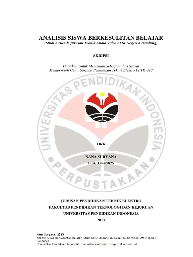 Terdahulu yang relevan, kajian teori, metode penelitian dan. Skripsi Upi - Ide Judul Skripsi Universitas