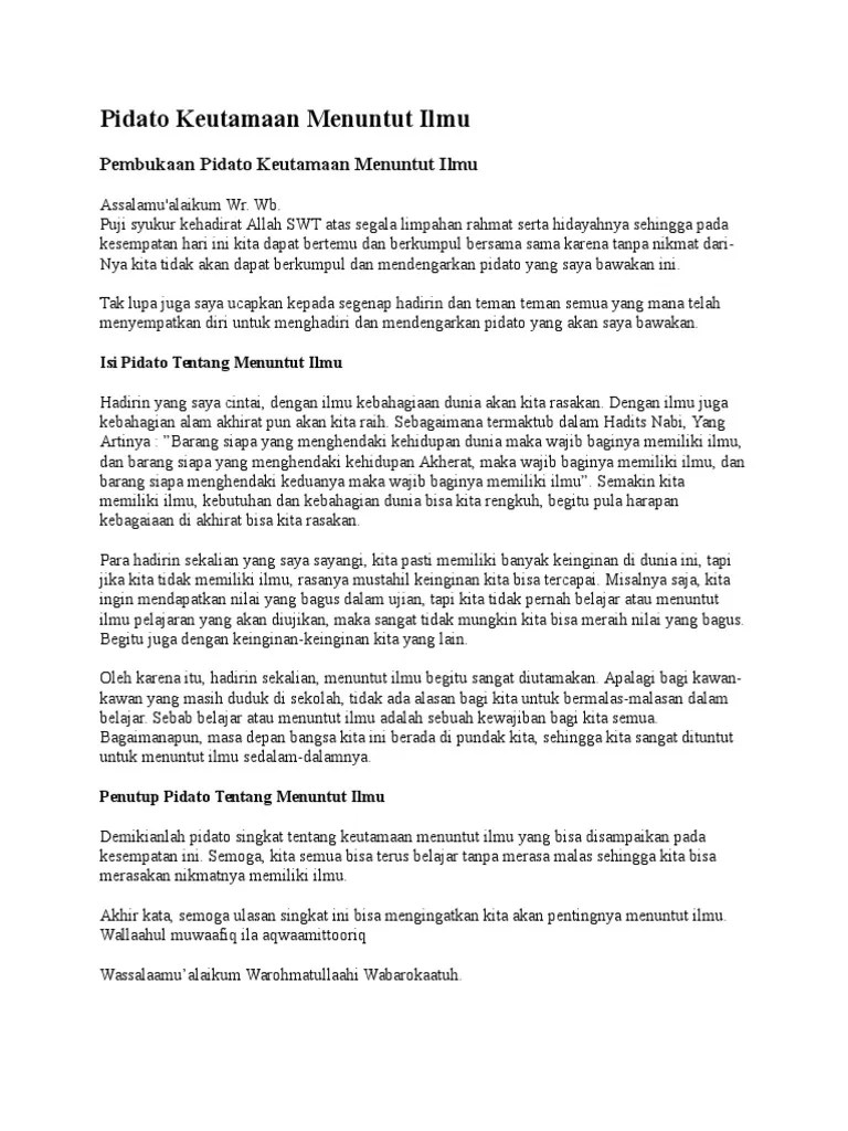 Contoh Pidato Kewajiban Menuntut Ilmu