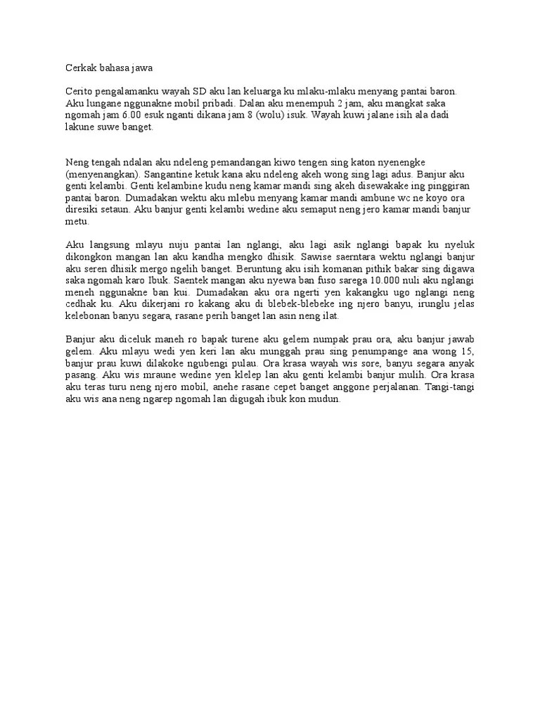 Latihan semua soal bahasa jawa &gt;. Cerkak Bahasa Jawa Crita Pribadi