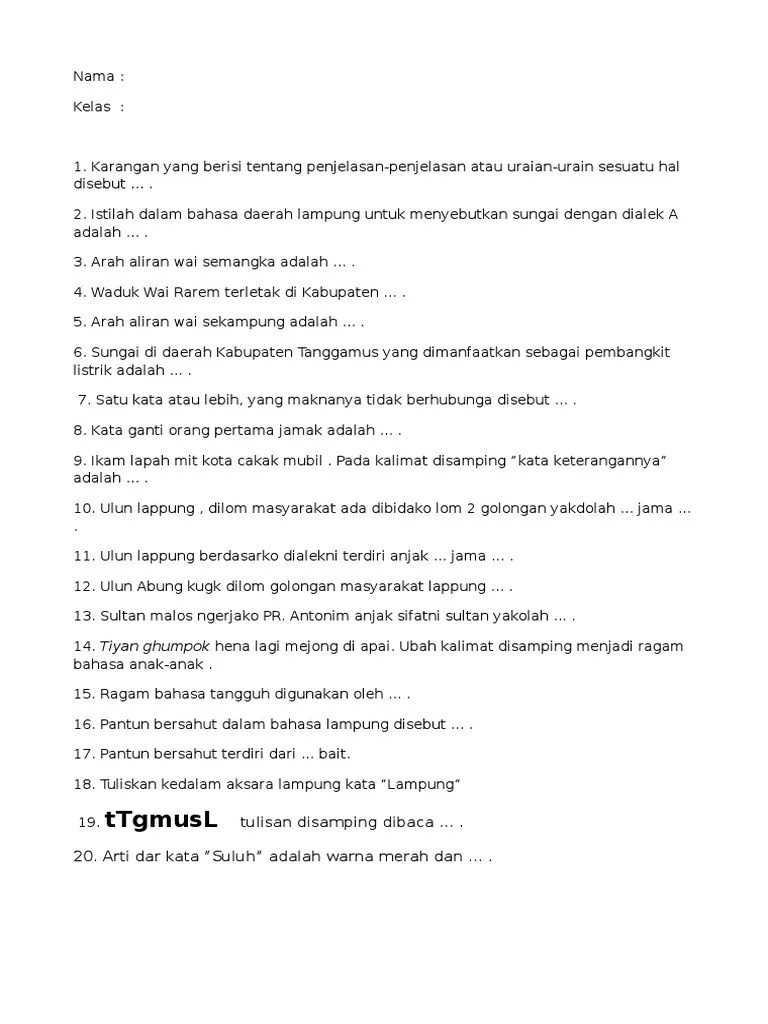Tugas Bahasa Lampung | PDF