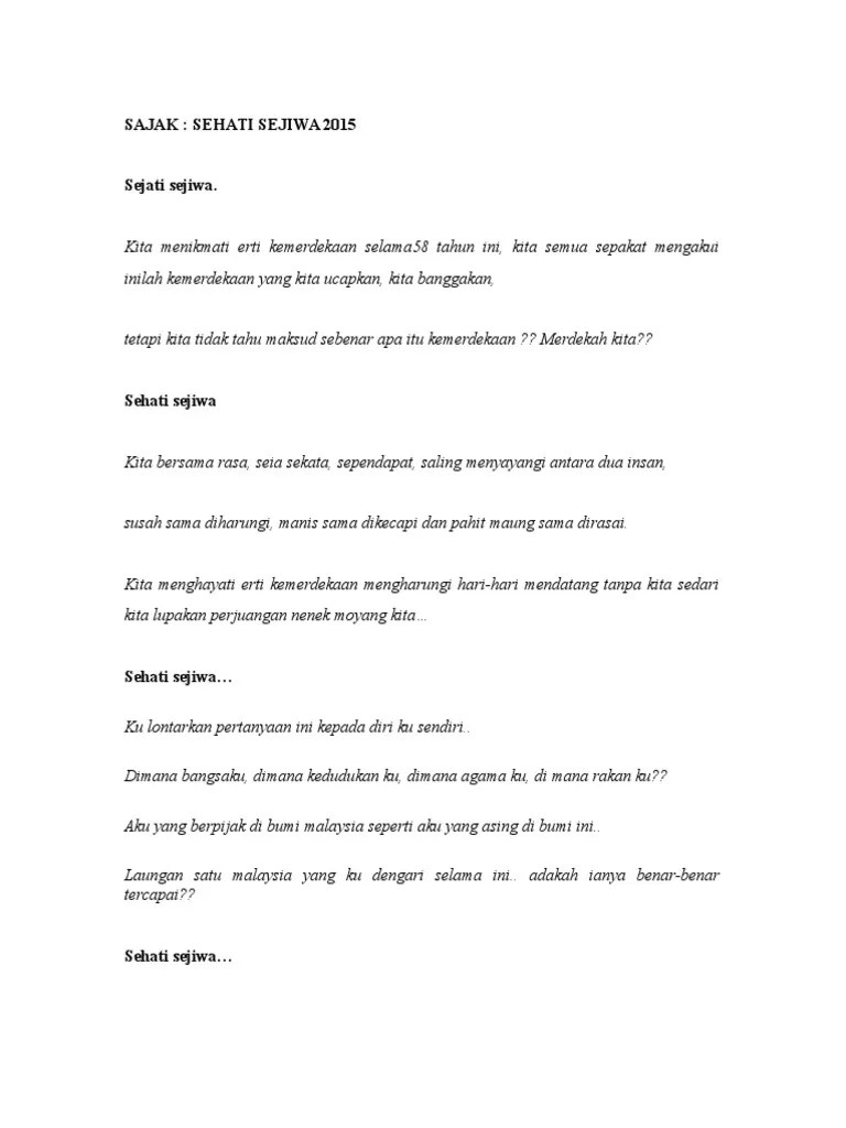 Seia sekata sehati sejiwa this is the new beginning. Sajak Pdf