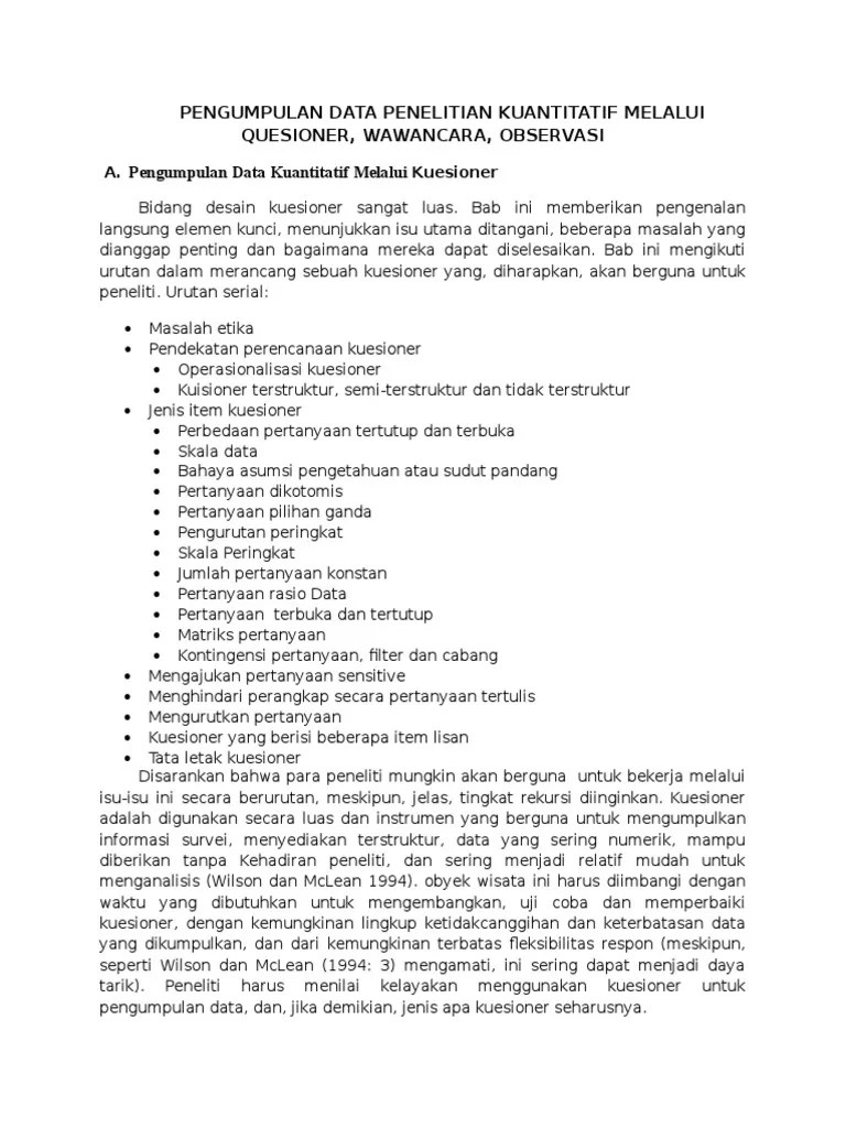 Makalah Teknik Pengumpulan Data Kuantitatif – Belajar