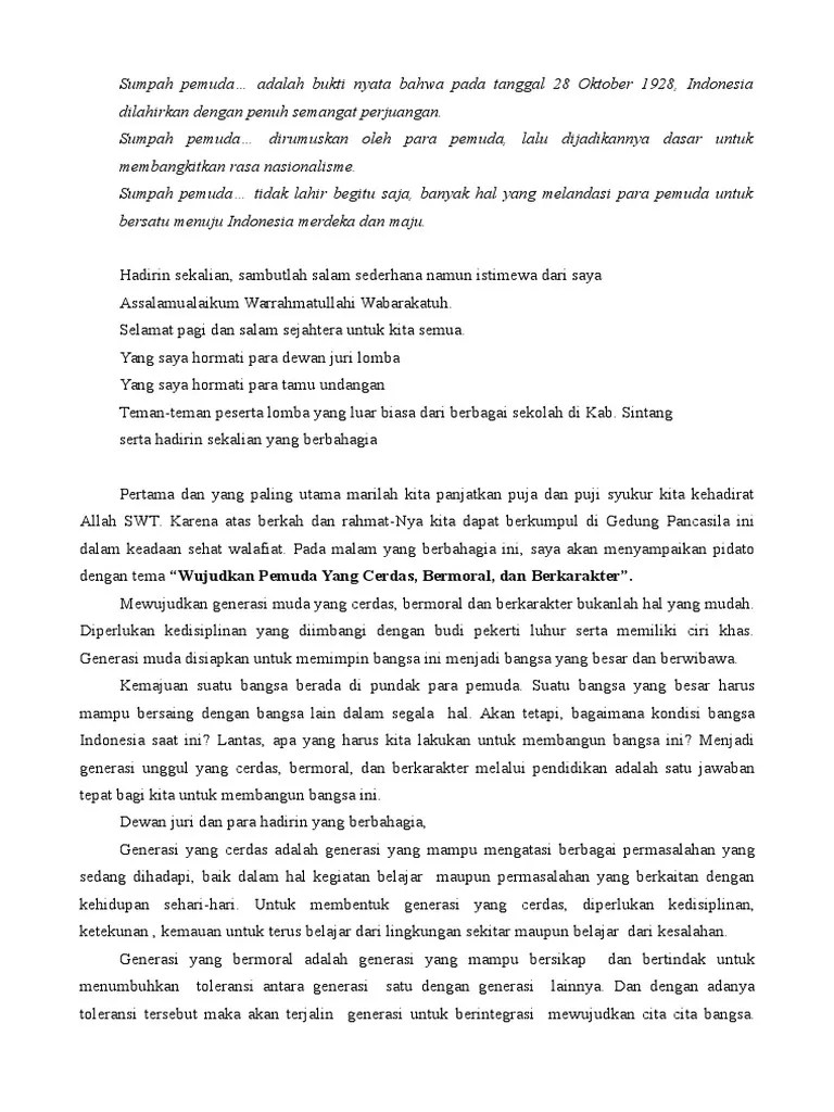 Teks Pidato Sumpah Pemuda | PDF