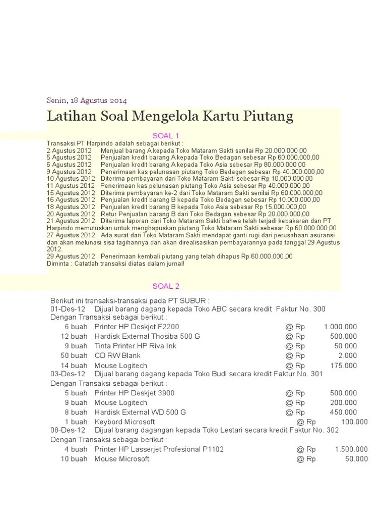 Peserta didik merumuskan pencatatan transaksi ke. Soal Mkp L