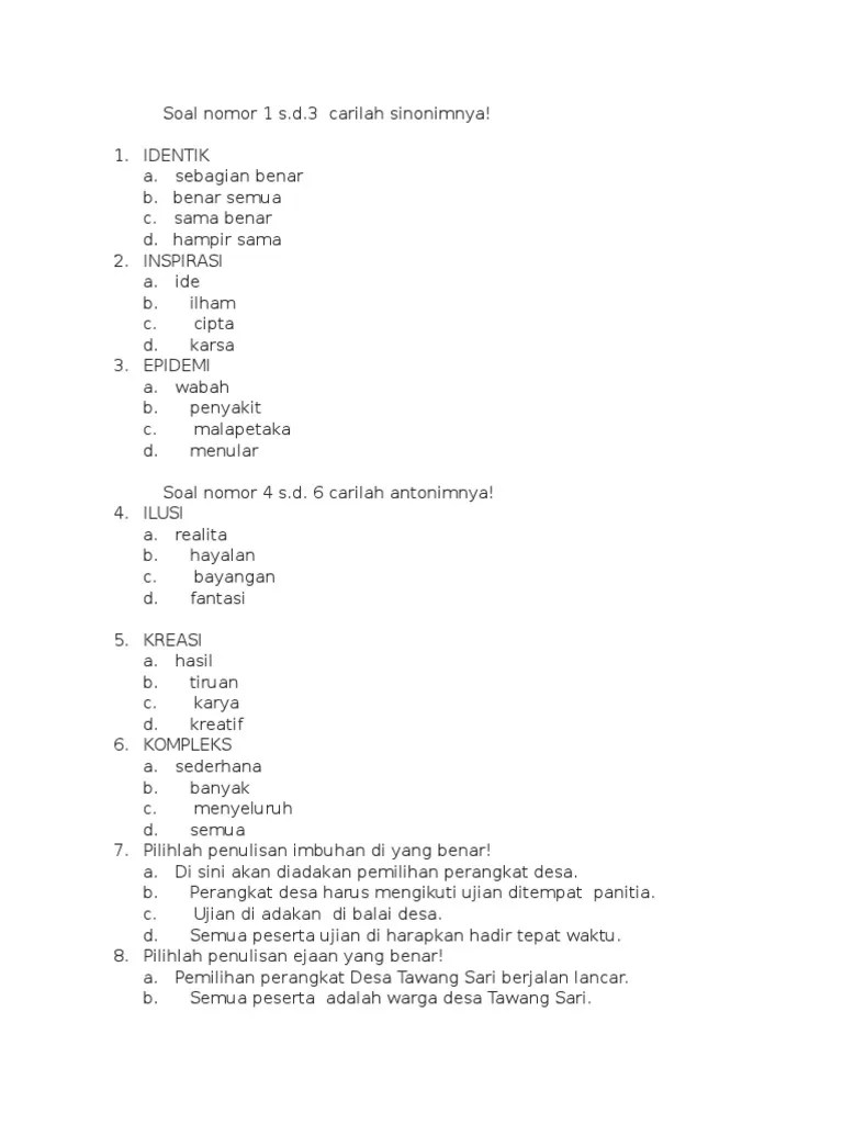 Hai sobat di kesempatan kali ini admin akan membagikan latihan soal skb jurusan teknik informatika cpns dan kunci jawaban lengkap terbaru 2019. Soal Tes Perangkat Desa 2013