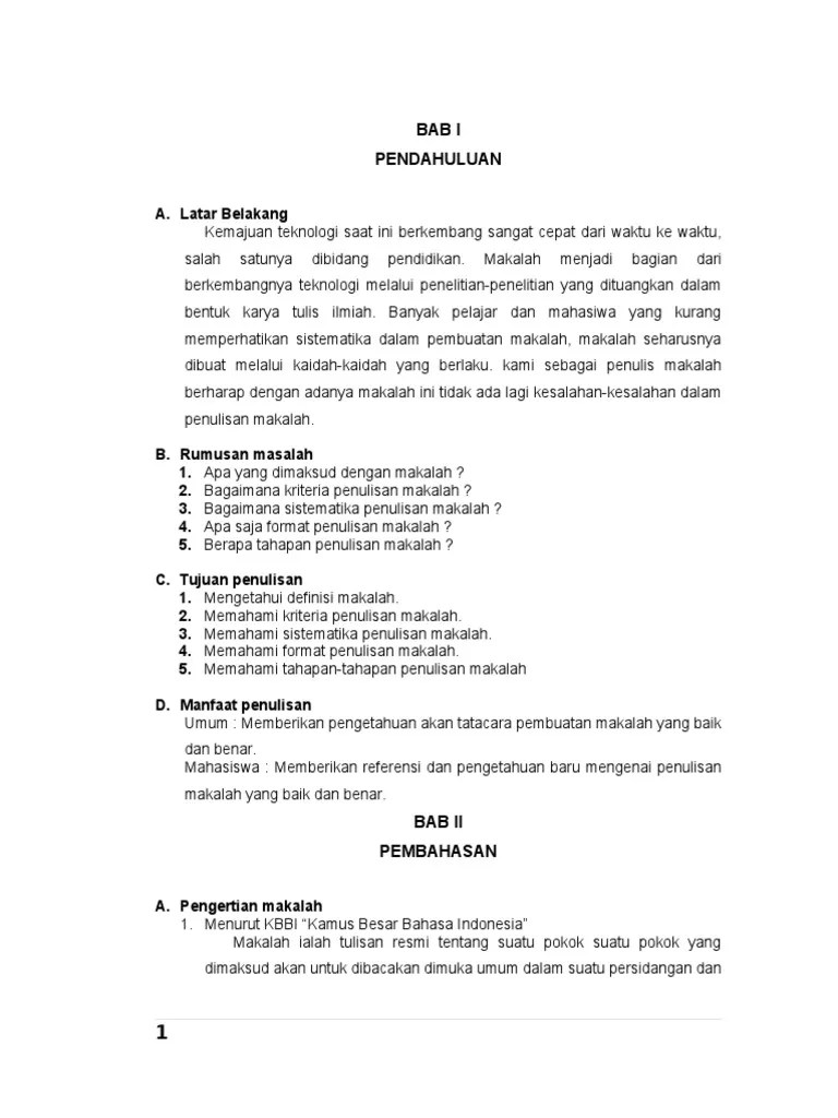 Makalah rumusan masalah, tujuan dan manfaat penelitian. Isi Pembahasan Pdf