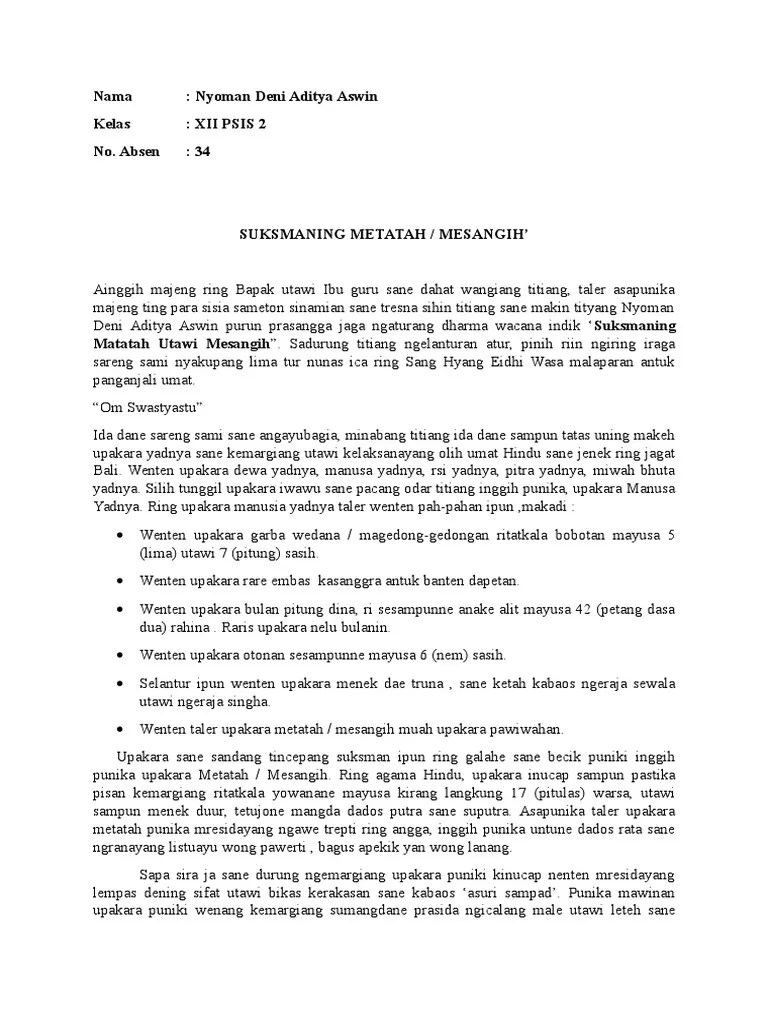 Adapun tema dharma wacana kali ini adalah &quot;kewajiban sisya dalam masa brahmacari&quot;. Dharma Wacana Deni Pdf