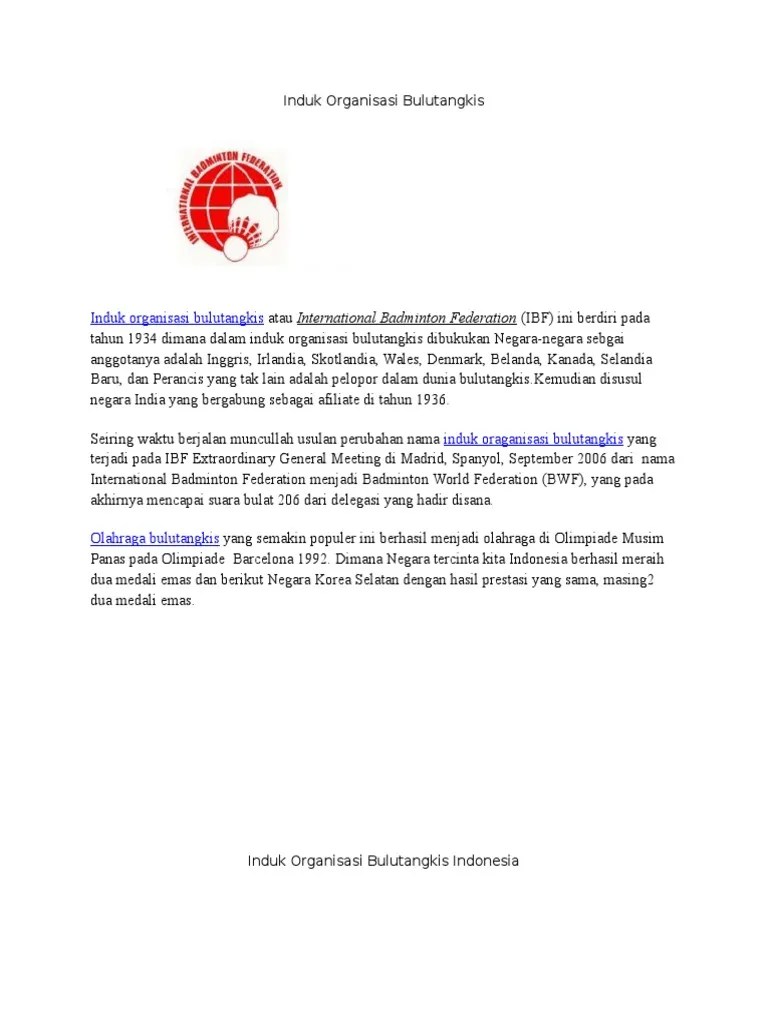Induk Organisasi Bulutangkis | PDF