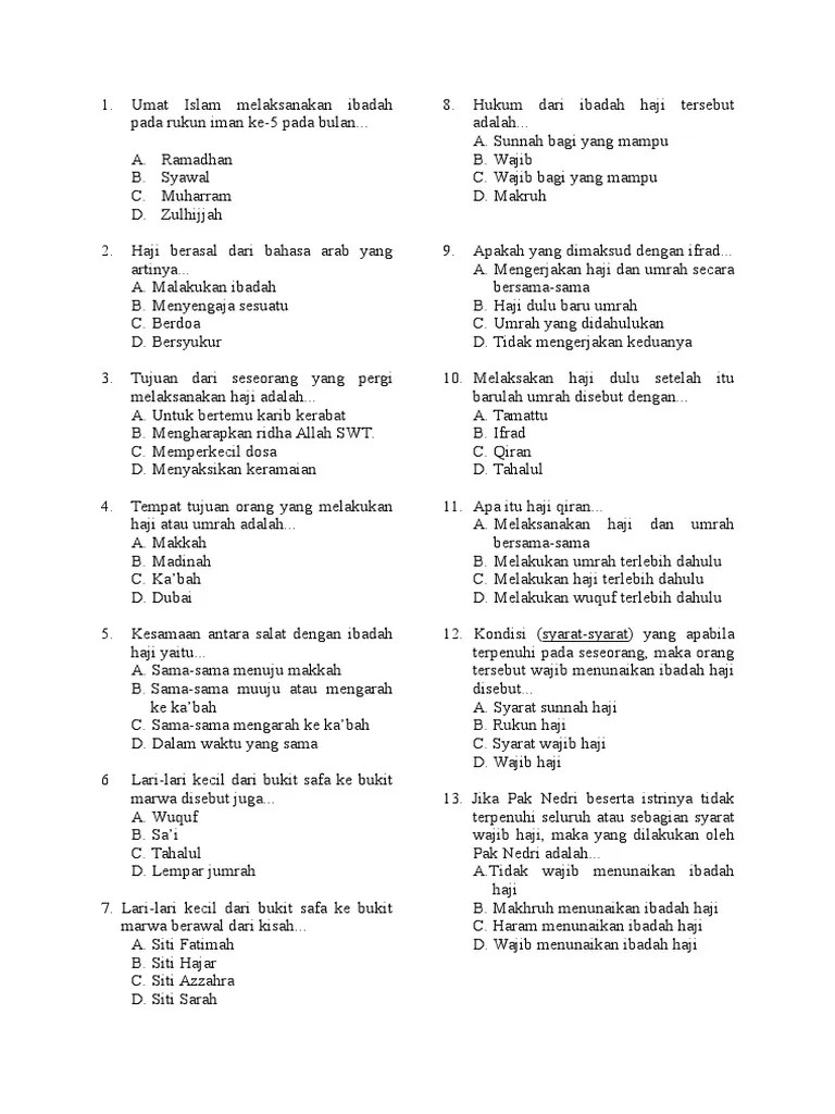 Seseorang Yang Melakukan Haji Dan Umrah Secara Bersama Sama Disebut - Coba  Sebutkan