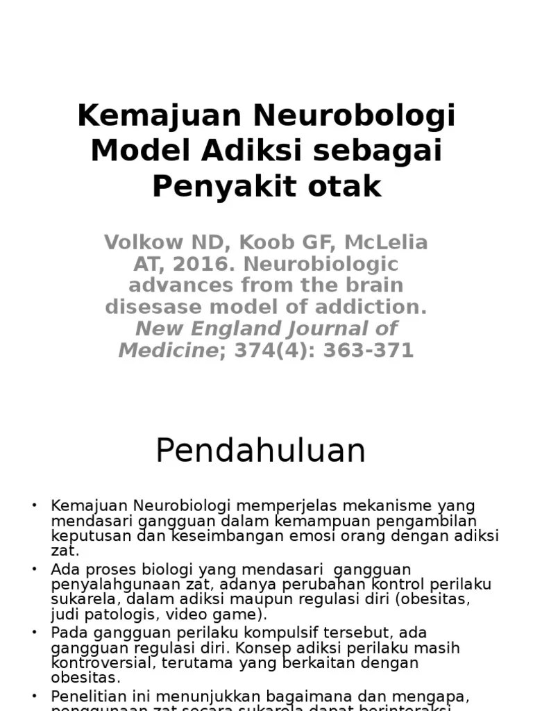 Kemajuan Neurobologi Model Adiksi Sebagai Penyakit Otak | PDF