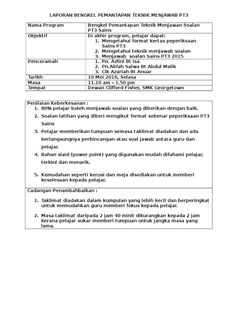 Kertas 1 bahasa melayu mulai tahun 2021 kertas 1 mata pelajaran bahasa melayu dalam . Format Laporan Pelaksanaan Dan Penilaian Program 2017 Pdf