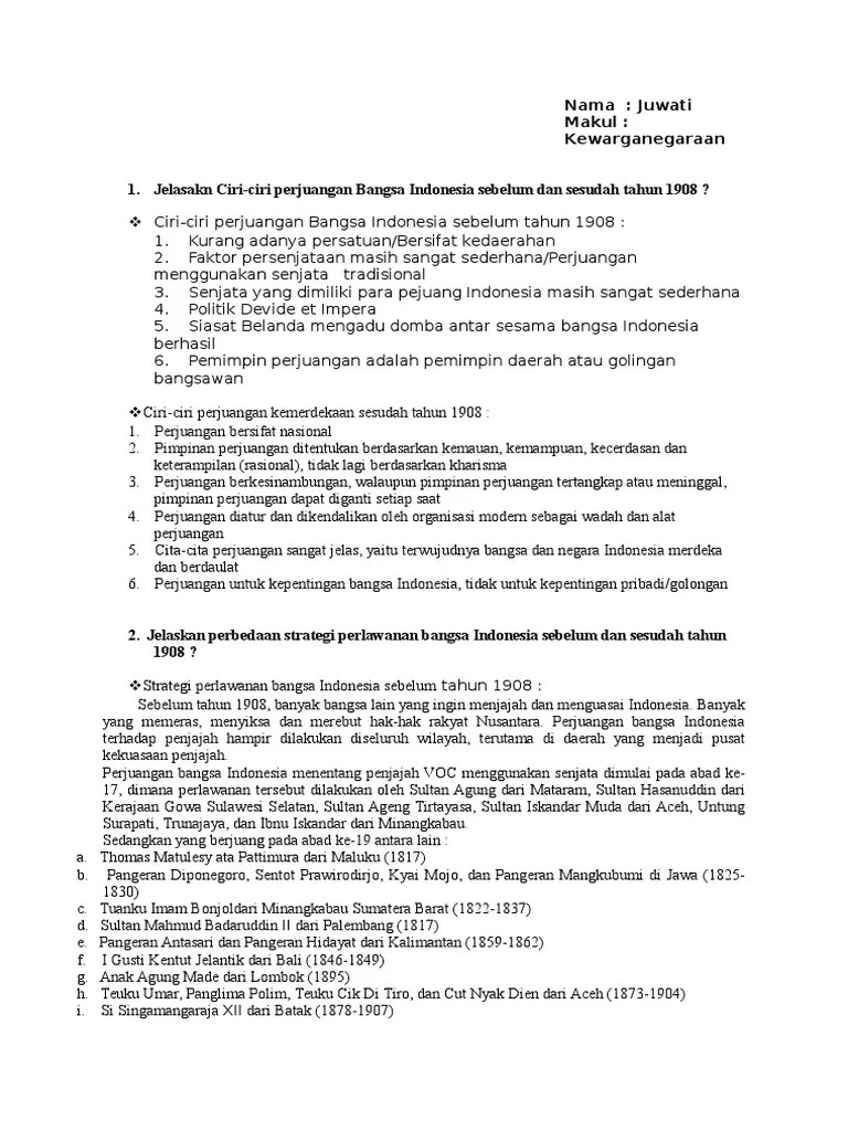 Perbedaan Strategi Perlawanan Bangsa Indonesia Sebelum Dan Sesudah Abad 20  - Berbagai Perbedaan