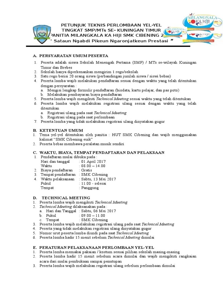 Petunjuk Teknis Perlombaan Yel | PDF