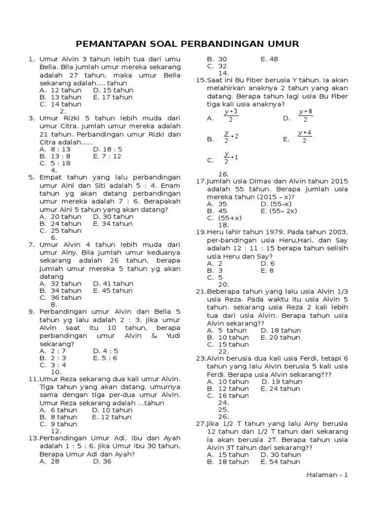 Perbandingan Umur Ayah Dan Ibu