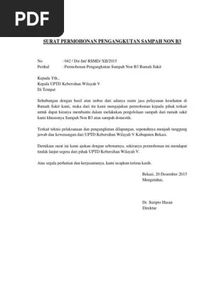 Contoh Surat Permohonan Kerjasama Pengolahan Limbah  Kumpulan Dokumen