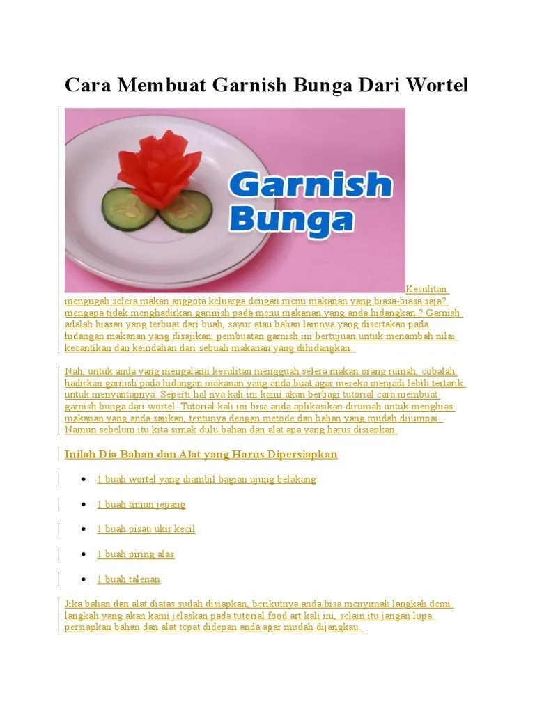 Cara Membuat Garnish Bunga Dari Wortel | PDF