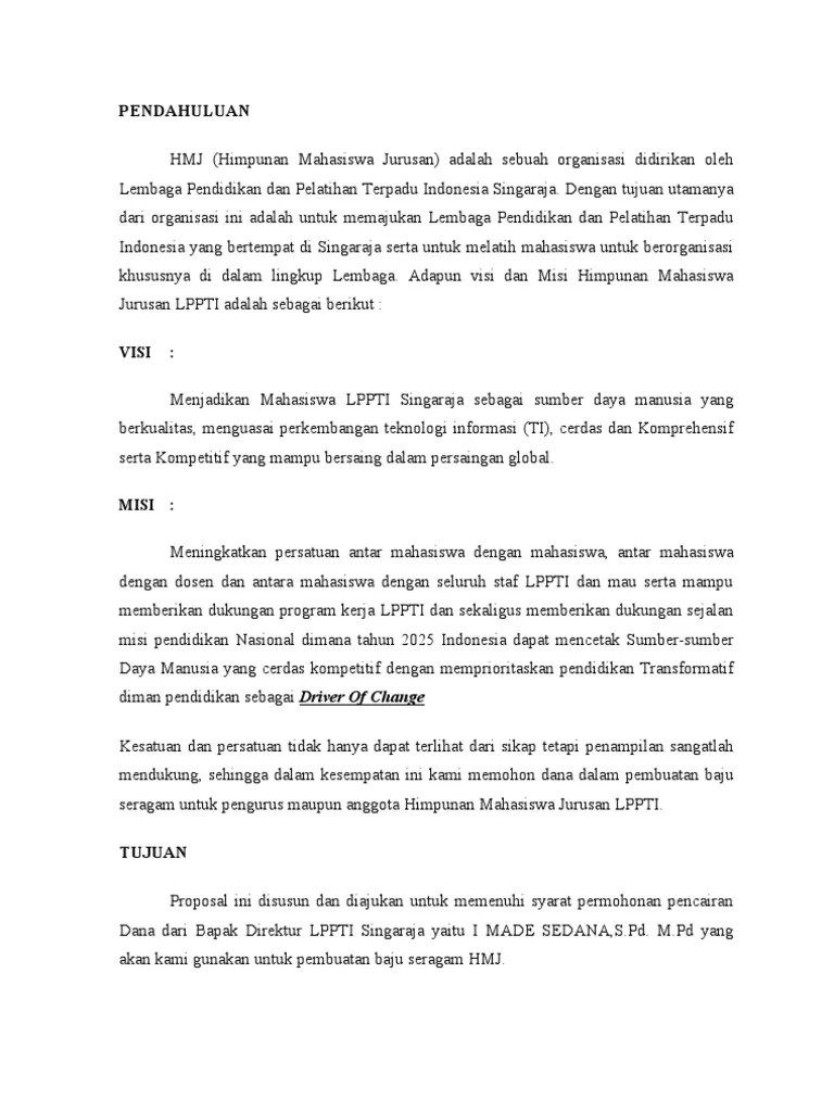 Proposal Pengajuan | PDF