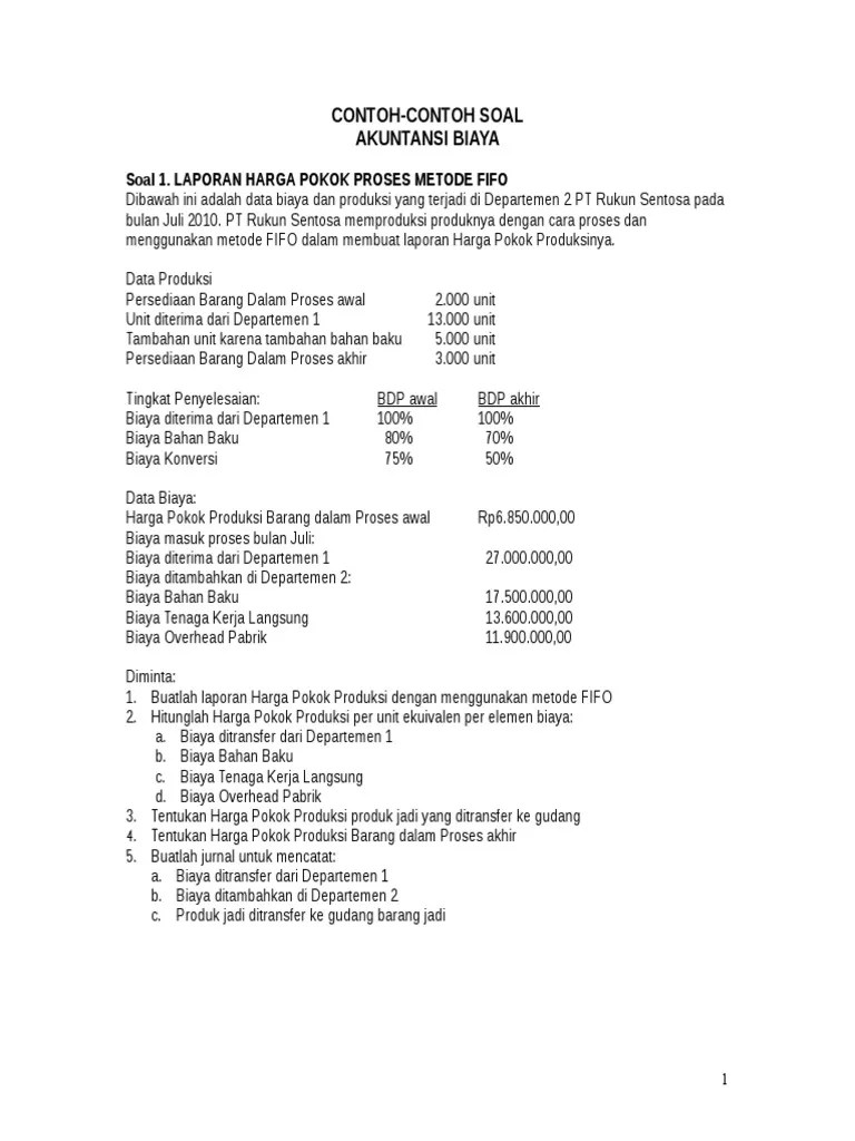 Contoh Makalah Laporan Biaya Produksi