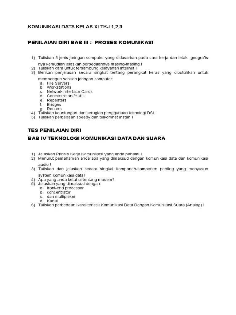 Komunikasi Data Kelas Xi TKJ Bab 3 Dan 4 | PDF