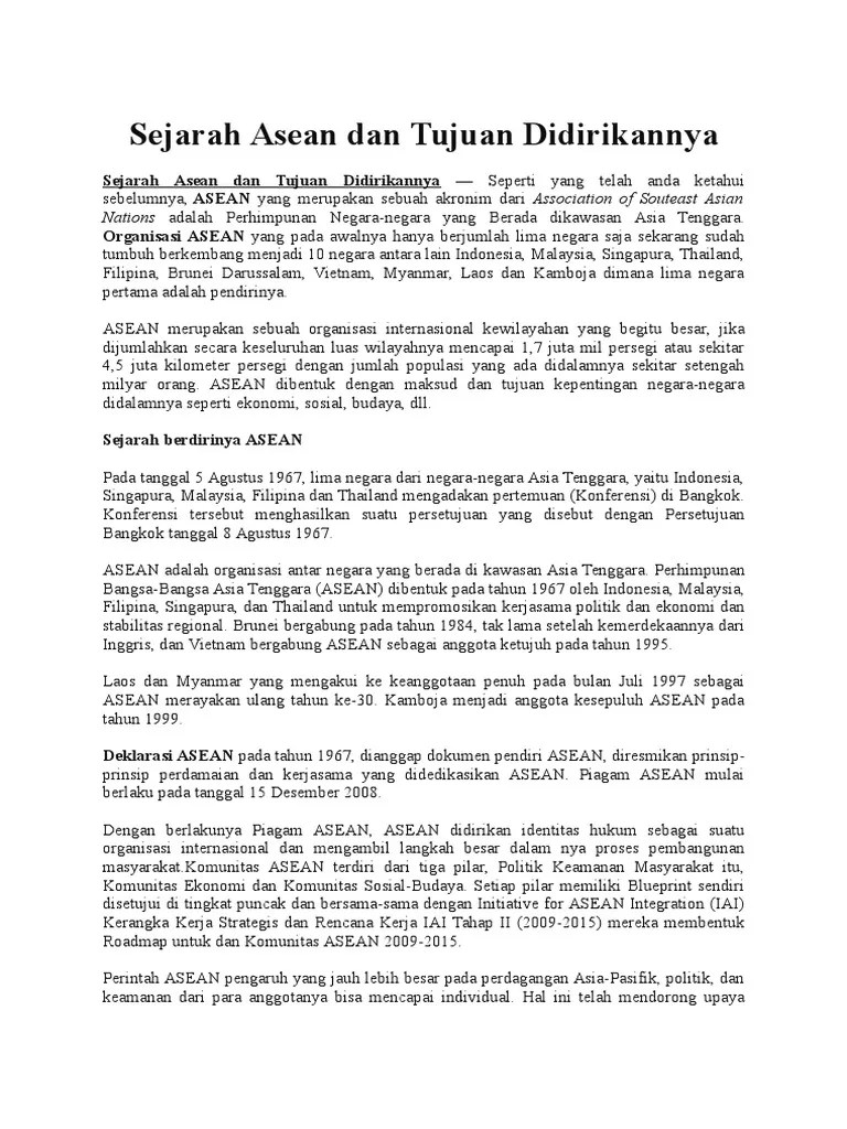 Sebutkan Tujuan Didirikan Asean Brainly